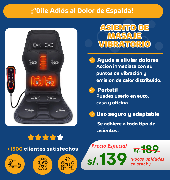 Asiento de masajes con calor y 9 puntos de vibración estratégica